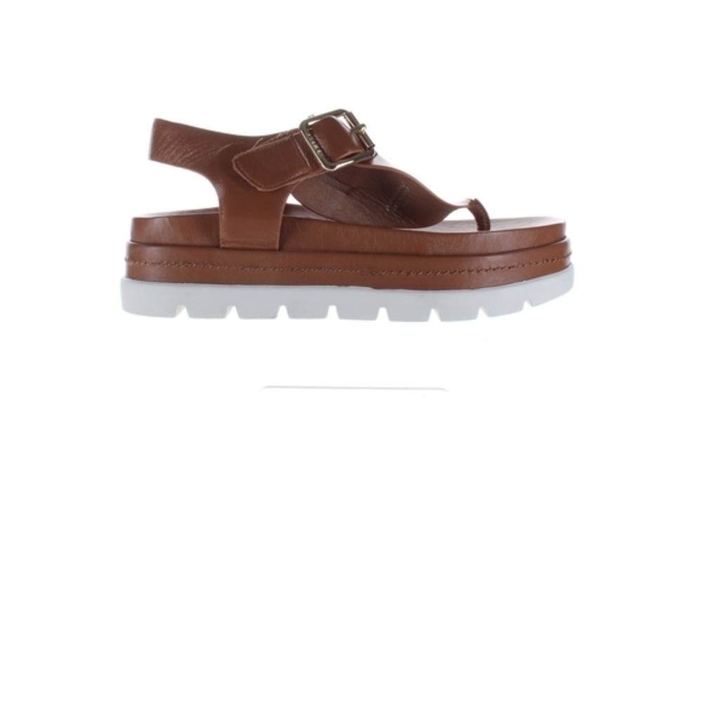 J Slides Womens Brown T-Strap Heels Size 6.5 Medium (B  M) (2483678)